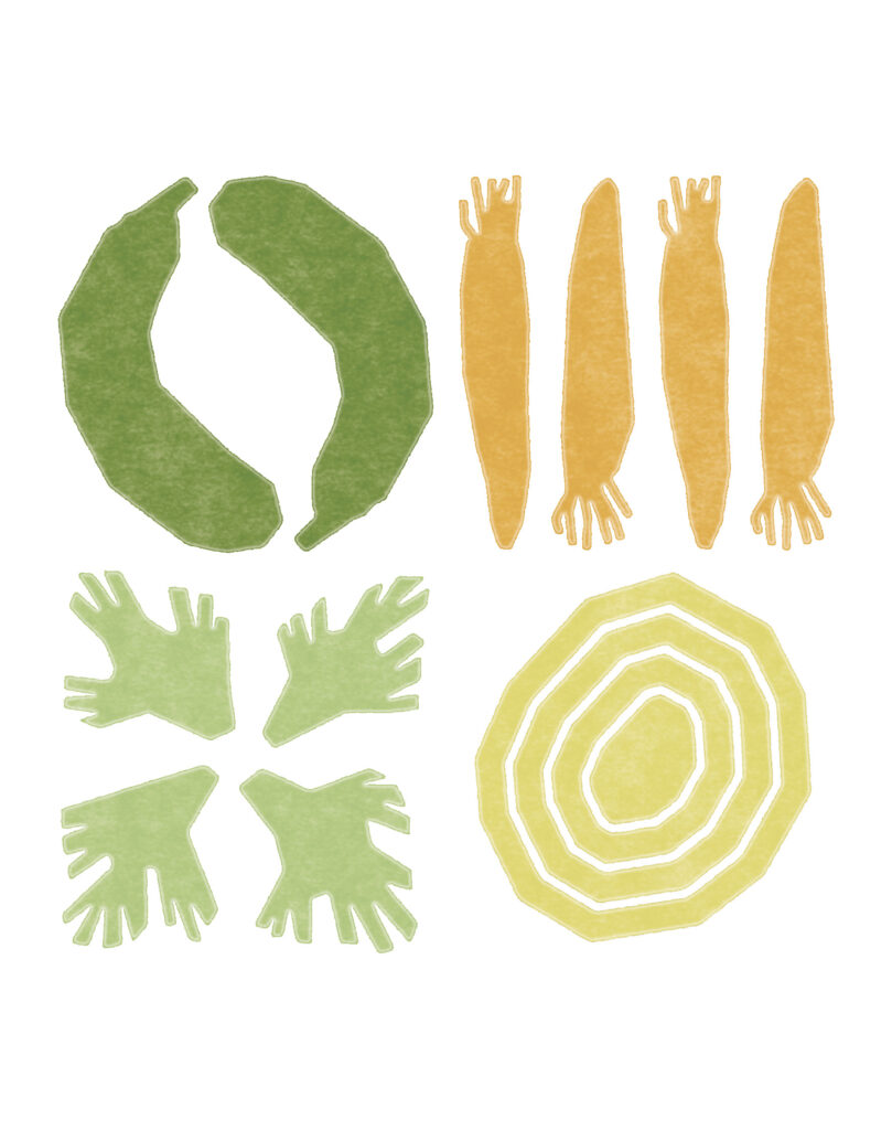 vegetable risotto illustration stamp effect